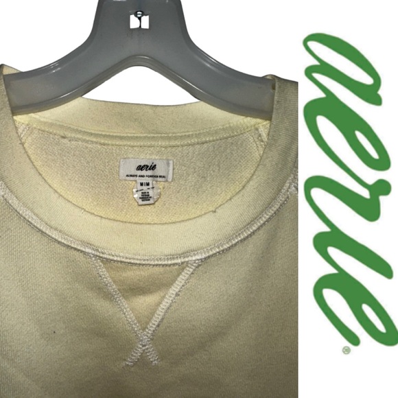 Aerie Women’s Butter Yellow 3/4 Sleeve Sweatshirt - Picture 2 of 4